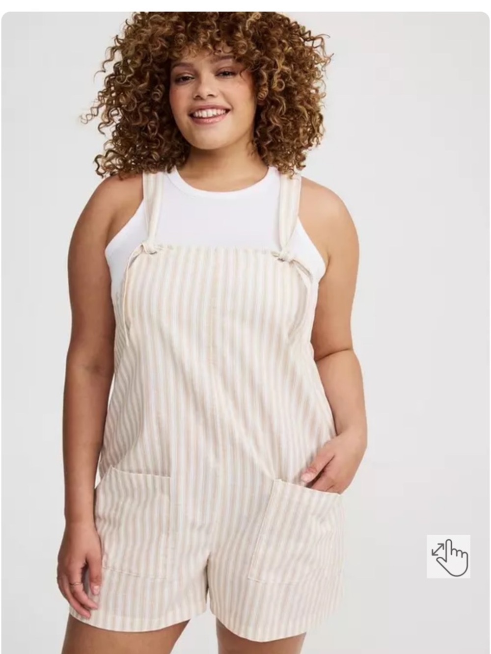 torrid Beige and Cream Striped Tie-Shoulder Romper